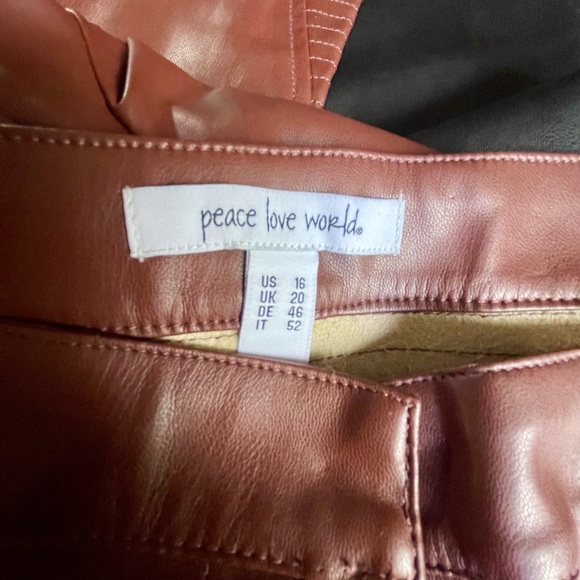 NWT Peace Love World Wide Leg Faux Leather Pants SZ16 & SZ 12 - Picture 8 of 11